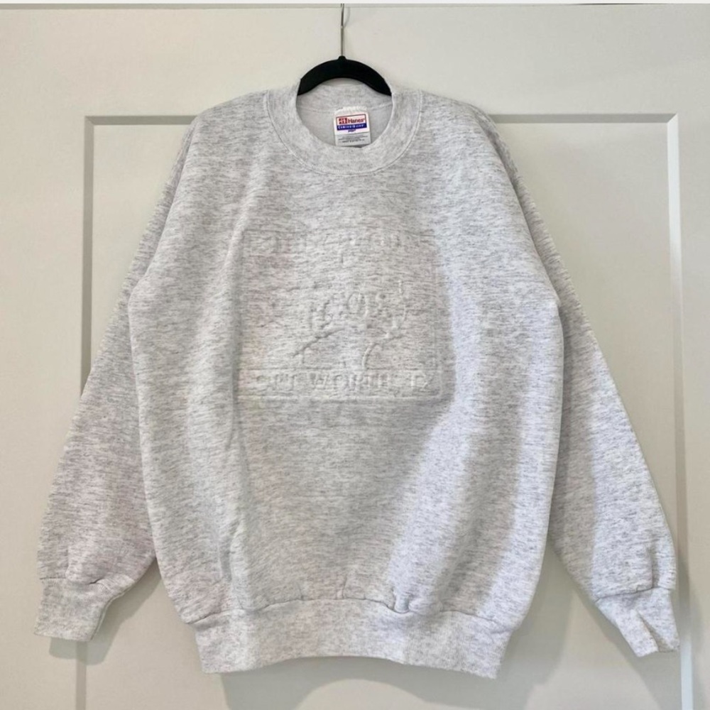 Vintage-style Gray Crew Neck Sweatshirt